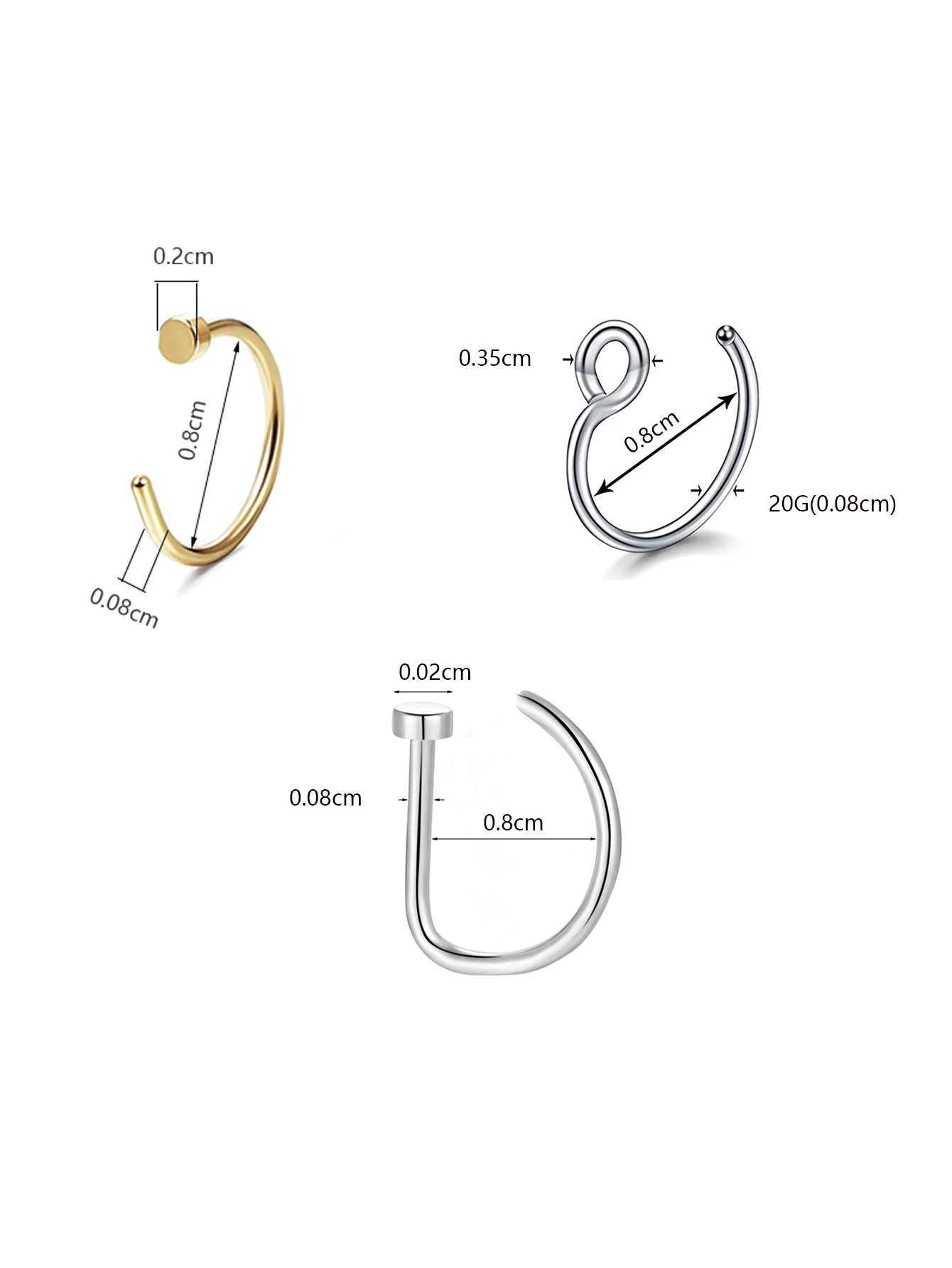 Arts du corps Nouveau faux nez de lèvres Perçage de Nez en forme tragus hélice de boucle d'oreille de goujon septum en acier inoxydable narine bijoux corporel d240503