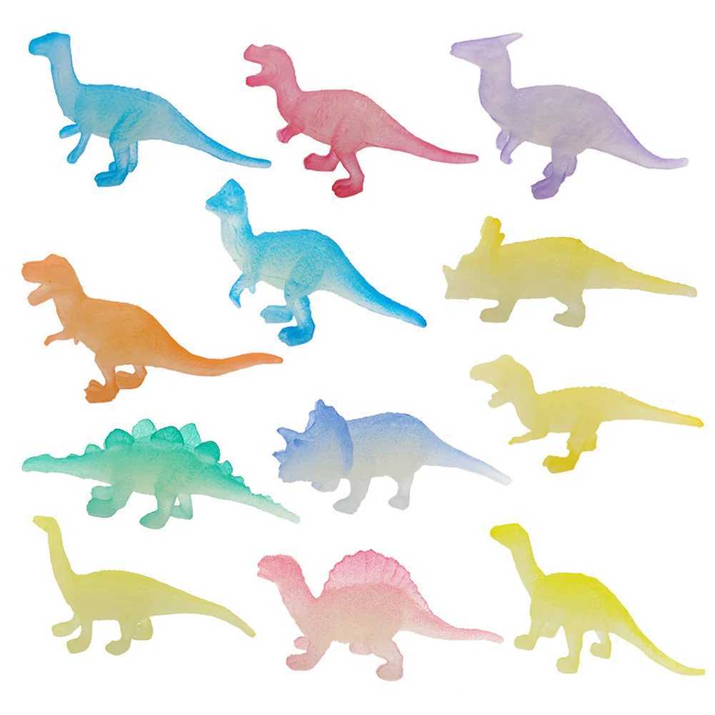 Altri giocattoli 12/16 pezzi di luminosi Dinosauro Dinosauro luminoso Dinosauro Mini Boy Cake Decorazione bambini Modell240502