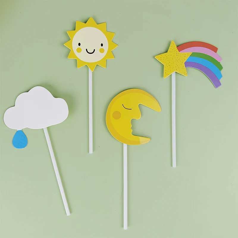 Candles Happy Birthday Cake Paper Card Insert Cloud Sun Cartoon Childrens Happy Birthday Letter Party Cake Decoration