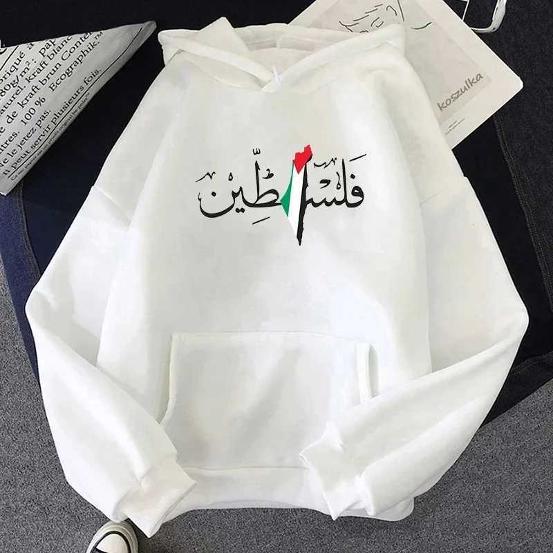 Herren Hoodies Sweatshirts Palästina Grafikhubern Harajuku Retro Street Sweatshirt verdickt isolierte Herren/Frauen Herbst und Winter Hoodies Q240506