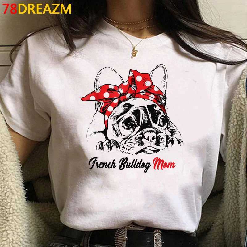 T-shirt féminin T-shirt féminin French Bulldog Womens T-shirt Harajuku Vintage Grunge esthétique T-shirt Tumblr Graphic Womens T-shirtl2405