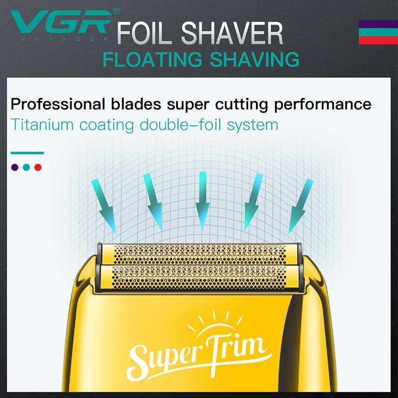 Elektriska rakare VGR 3-växlad laddningsbara skägg Elektriska rakapparater som används för hårstrånar Bald blekande rakare och precision Ytterligare nät Y240503