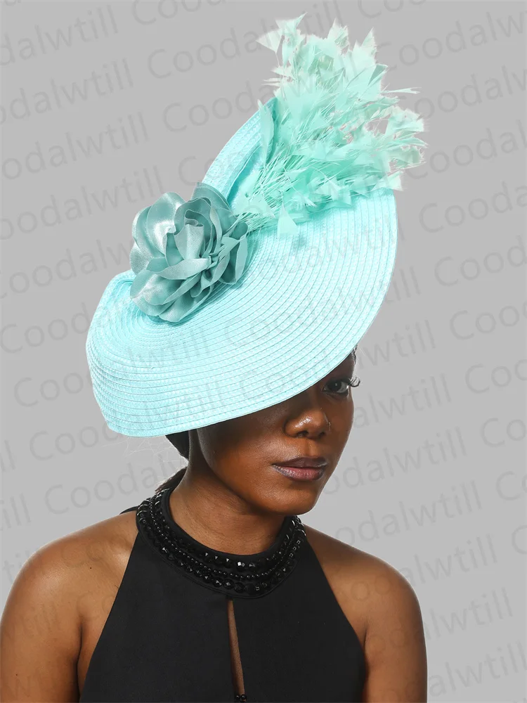 Новая модная шляпа шляпа участка перо свадьба Женщины головной убор цветок элегантный женский вечерин
