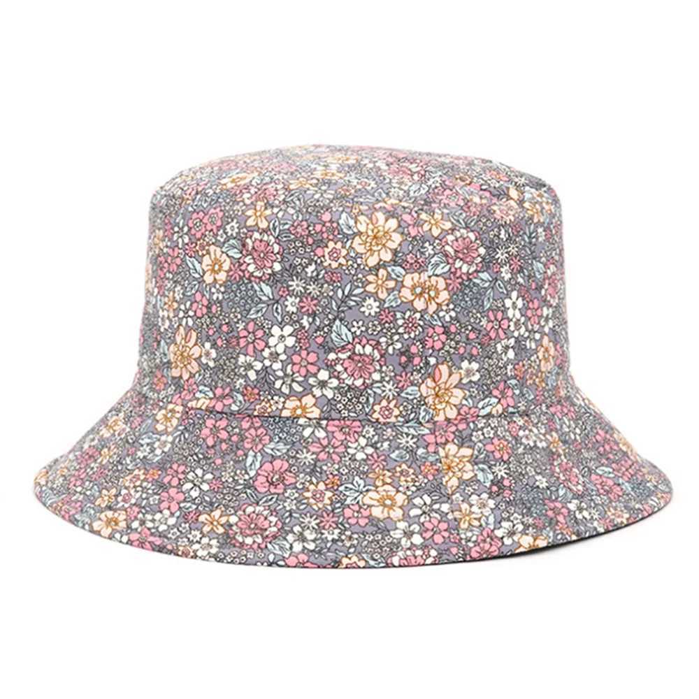 Cappelli larghi cappelli da secchio di cappelli primaverili ed estate piccoli cappelli a sede a stampa floreale fiore a doppia faccia maschio bacino selvaggio sole donna c J240425