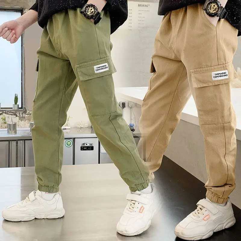 Trousers Shorts Boys Cargo Pants Spring and Autumn Thick Boys Trousers Casual Childrens Sports Pants Youth and Childrens Clothing 4-11 YearsL2405L2405