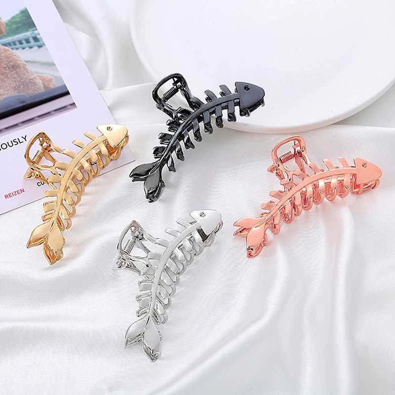 Autre nouvelle géométrie Hair à poissons métalliques Cl pour les femmes Hair Clain Cl Vintage Hairpin Band Crab Coil Clip Accessoires de cheveux Fashion