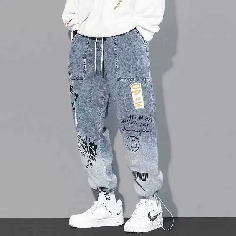 Jeans maschile di alta qualità pantaloni da uomo alla moda pantaloni hip-hop abbigliamento da strada da jogging pantaloni maschile elastico abbigliamento da uomo Tarersl2405