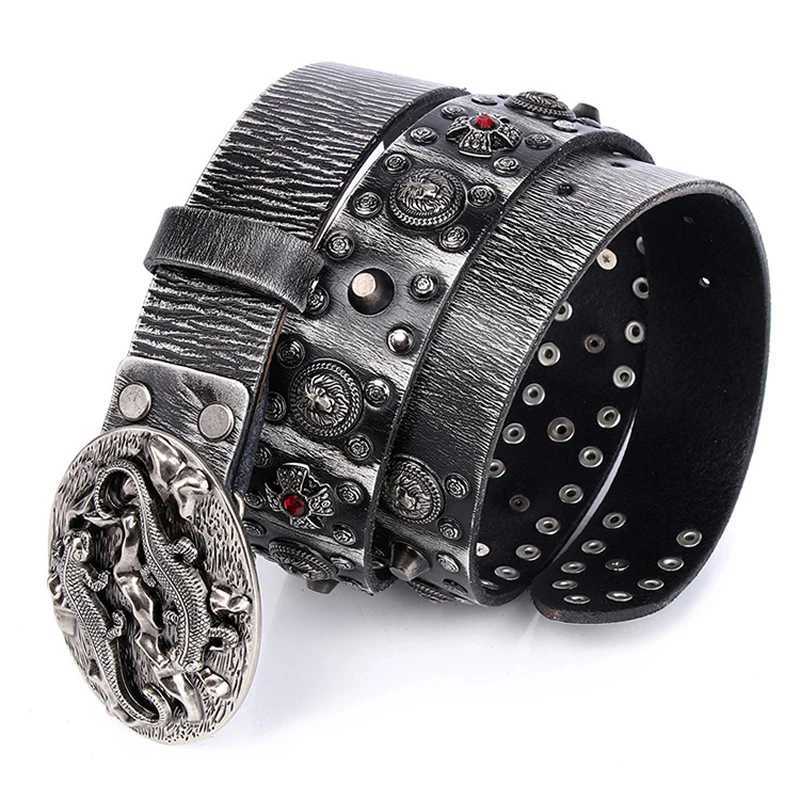 Ceintures en métal rivet ceinture concepteurs de luxe Men Rivet Punk Belt Cow Genuine cuir lisse boucle mâle mâle Femmes Rock Hip Hop Strap T240429