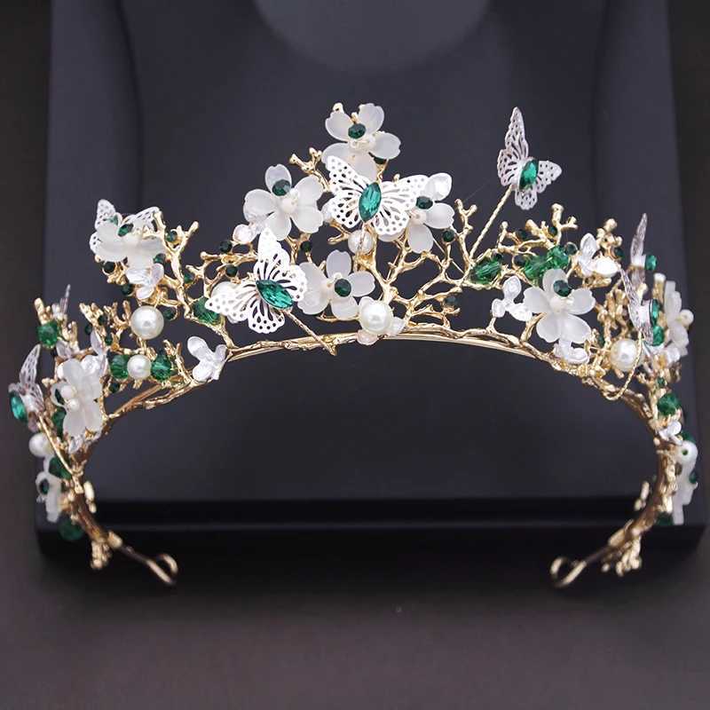Fascia la testa di fiore di fiore corona acqua diamante imitazione imitazione perla farfalla farfalla capelli capelli da sposa Accessori da sposa Q240506