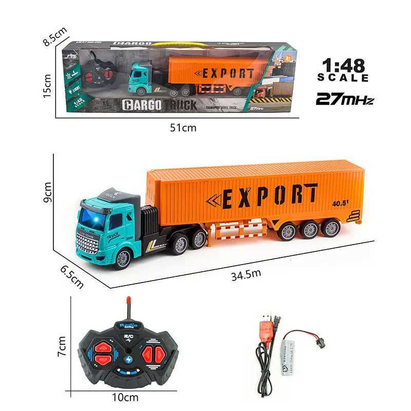 Electric/RC CAR 1/48 36 cm Big RC Truck Model 27 MHz draadloze afstandsbediening Dump Truck Transporter Container Truck RC Car Toys For Boy Kid Child T240506