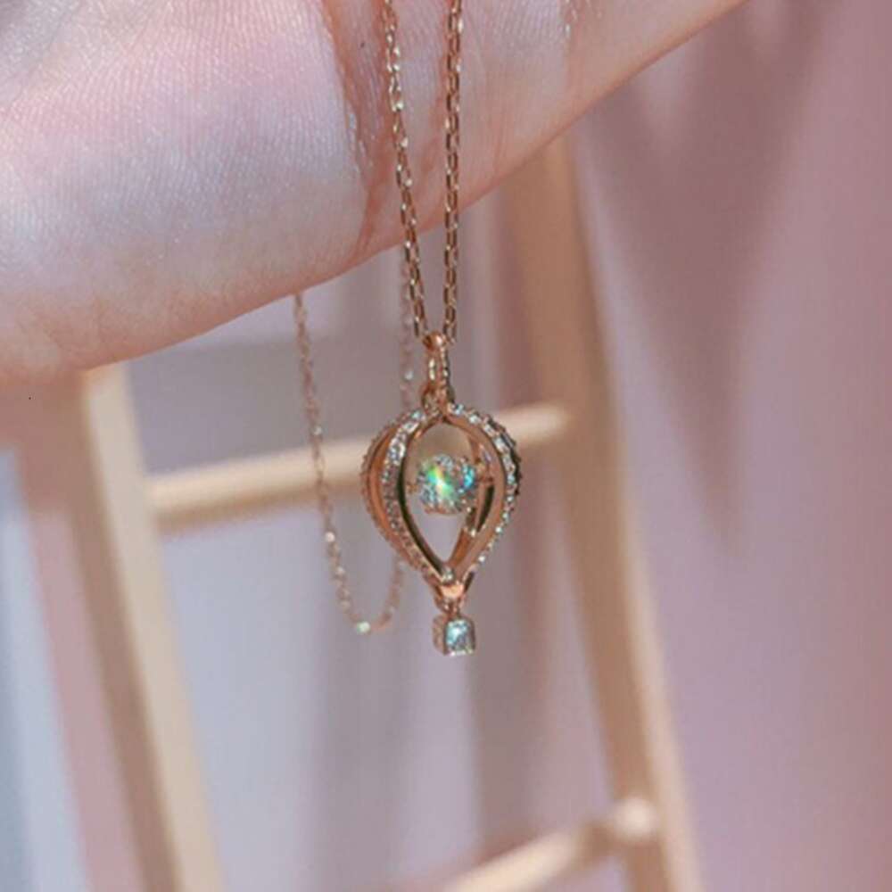 Swarovskis Necklace Designer Women Top Quality Luxury Fashion Pendant Austrian Crystal Dream Hot Air Balloon Beating Heart Rose Golden Balloon Clavicle Chain