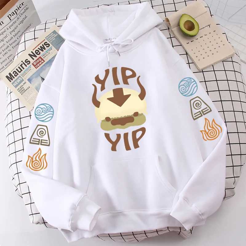 Erkek Hoodies Sweatshirts Avatar Son Havadaki Hoodie Mens Apa Yip Mektup Baskılı Uzun Kollu 2022 İlkbahar/Yaz Siyah Anime Üst Gevşek Q240506