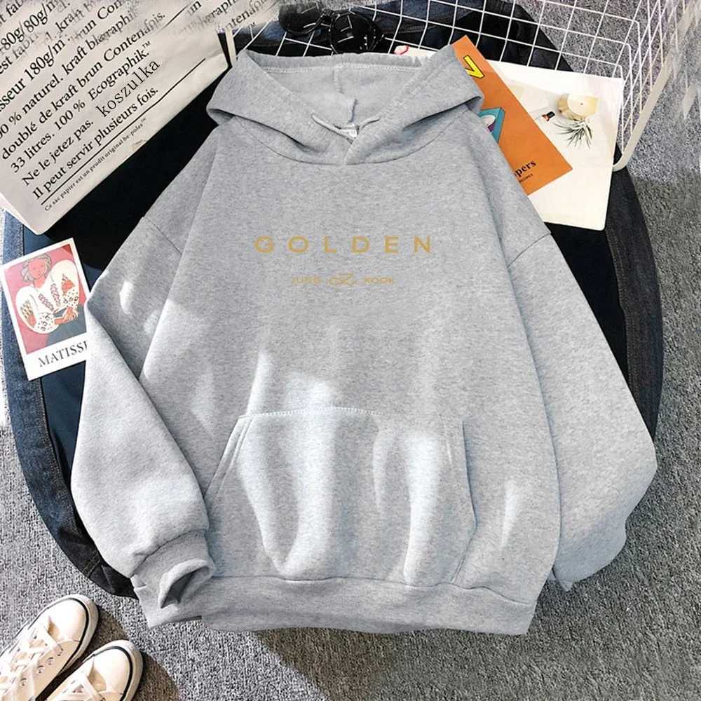 Herren Hoodies Sweatshirts Jungkook Gold Hoodie Womens Ästhetik neben You Hoodie Unisex Album Buchstabe gedruckt Gold Reißverschluss Sweatshirt Korea Q240506