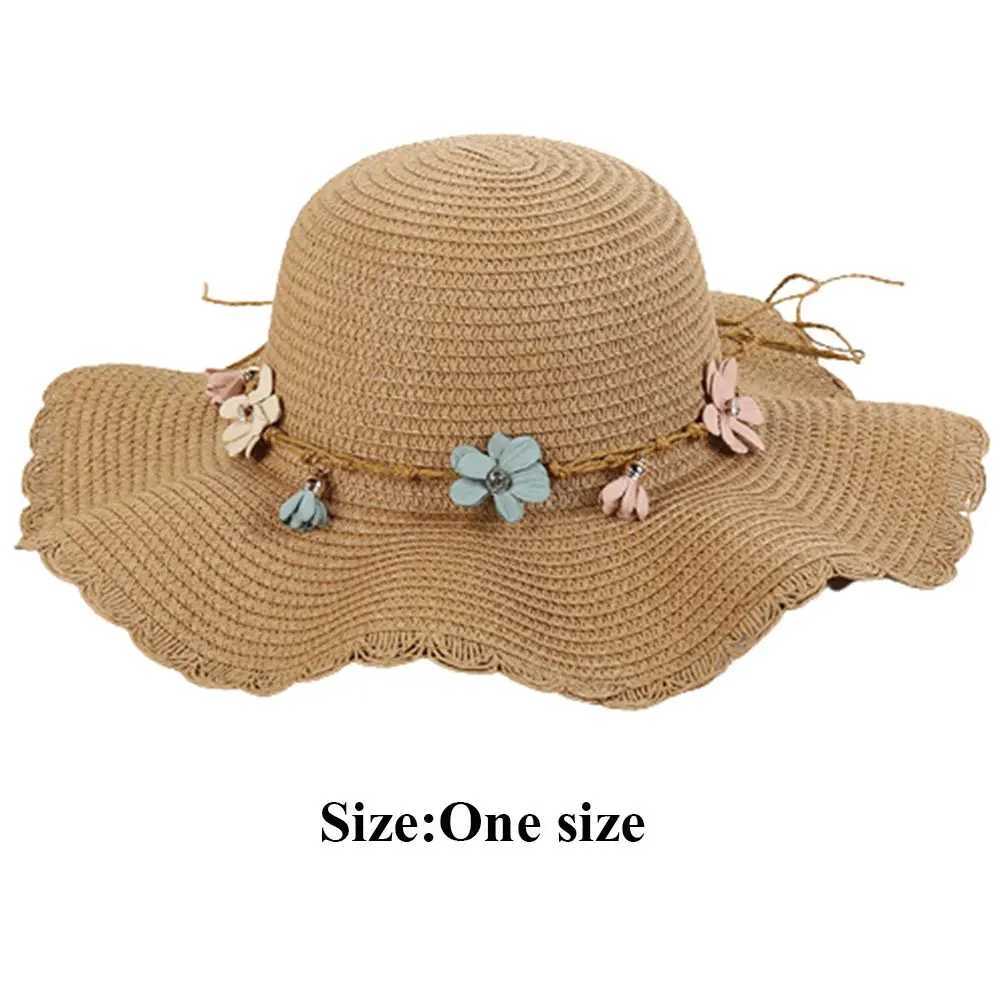Chapéus de balde largura Chapéus Fischans Hat Hat Travel Brim Beach Summer Seaside Sunshine Straw Hat Dobring Sun Hat Roll Tampa J240506