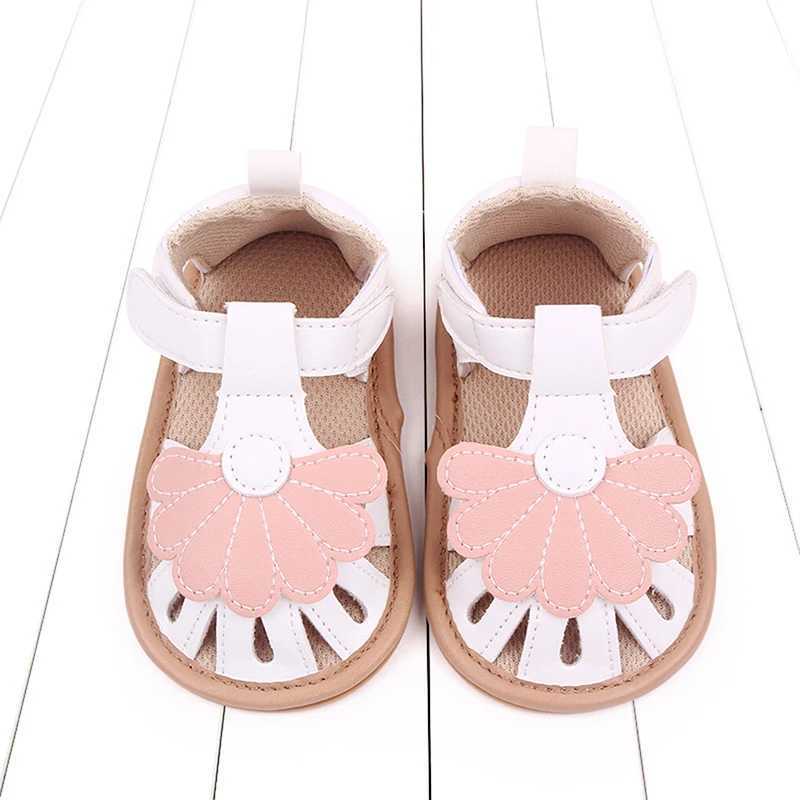 Sandaler Baby Girls Sandal Flexibel PU läder Non-halk Flower Flat Shoes Summer Småbarnskor