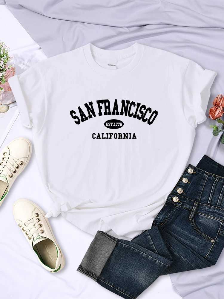 T-shirt femminile San Francisco Est.1776 California Street Womens T-shirt casual a maniche corte traspirabile Maglietta personalizzata T-shirtl2405