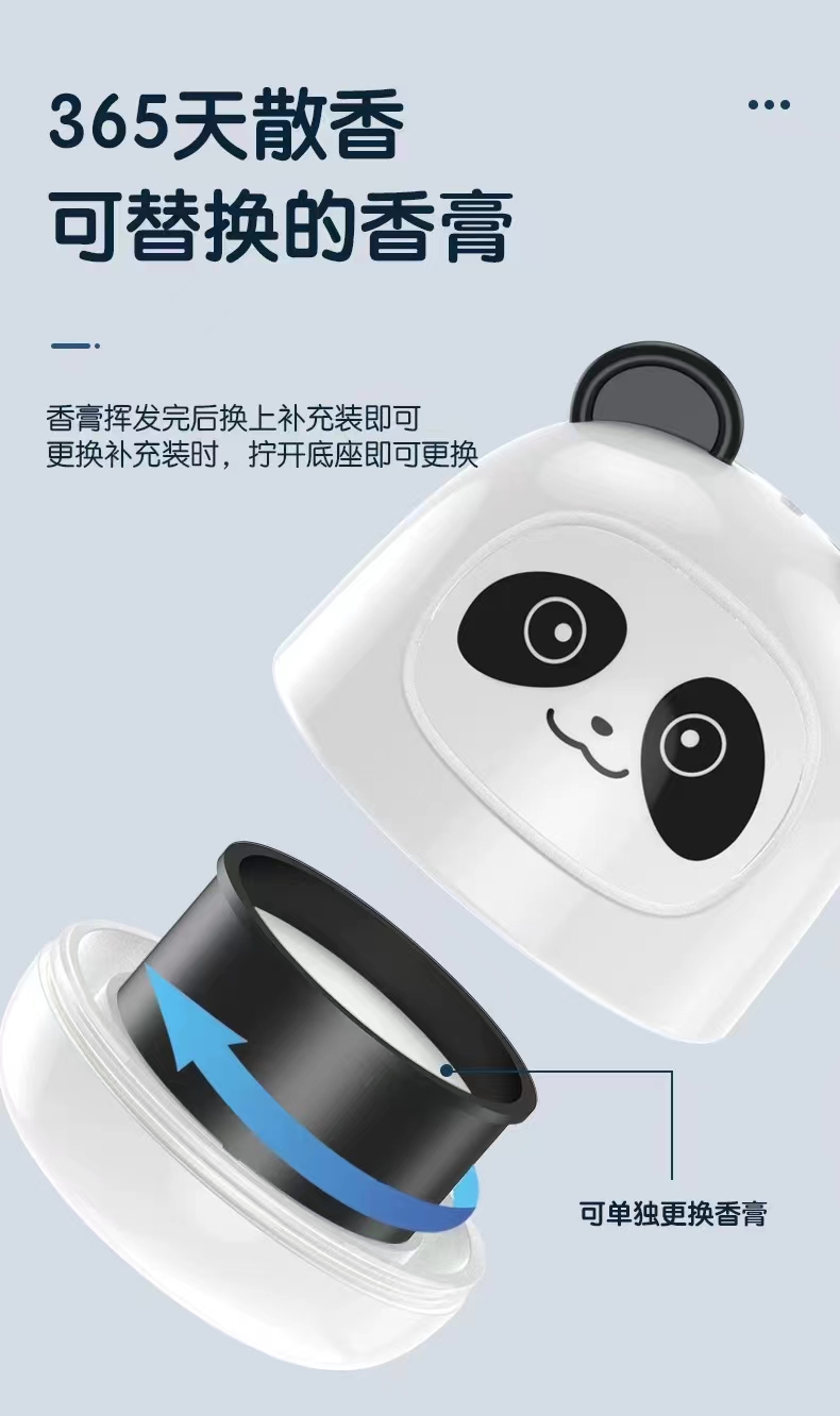 Panda Doll Solid Balm -auto -luchtverfrisser, natuurlijk verfrissend