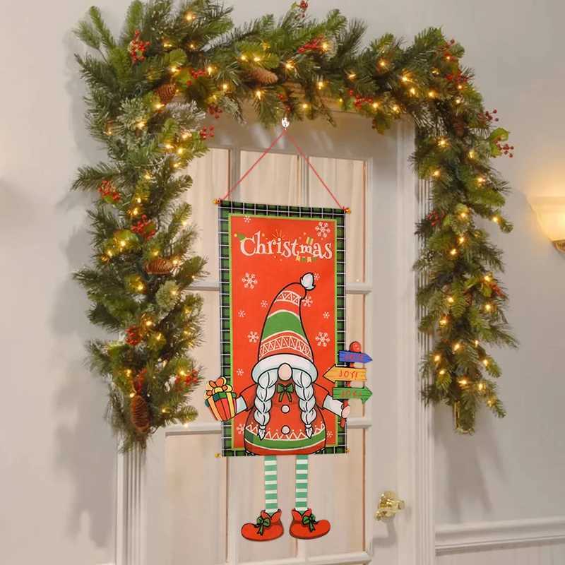 Banner Flags Christmas Banner Flag Santa Claus Match Pendentif Christmas Door Fence Home Decoration Ordin