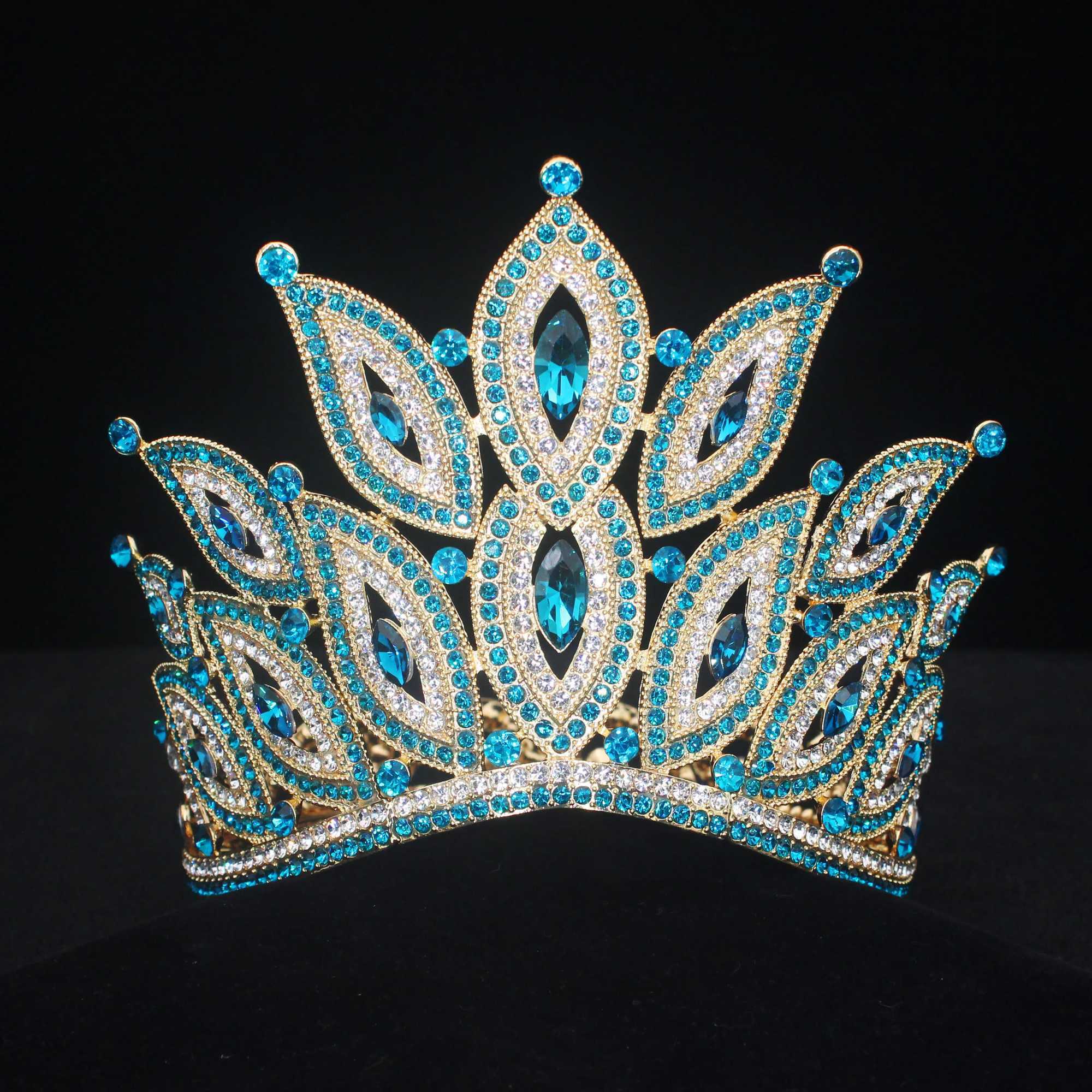 Stirnbänder Luxuskönigin -Tiaras und Kronbraut weiblicher Kristall Diamant Haardekoration Hochzeit Braut Haarschmuck Accessoires Q240506