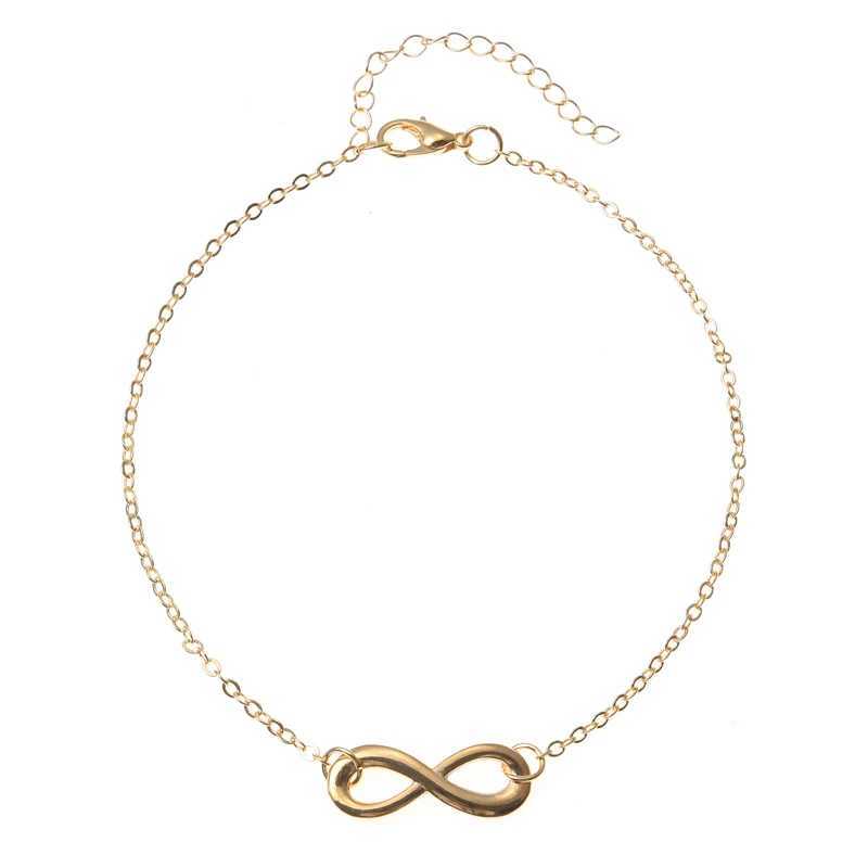 Enklets trendy gouden splits kleur eenvoudige infinity keten enkelen voor vrouwen strandvoet sieraden beenketen enkelbarmelbanden vrouwen accessoires