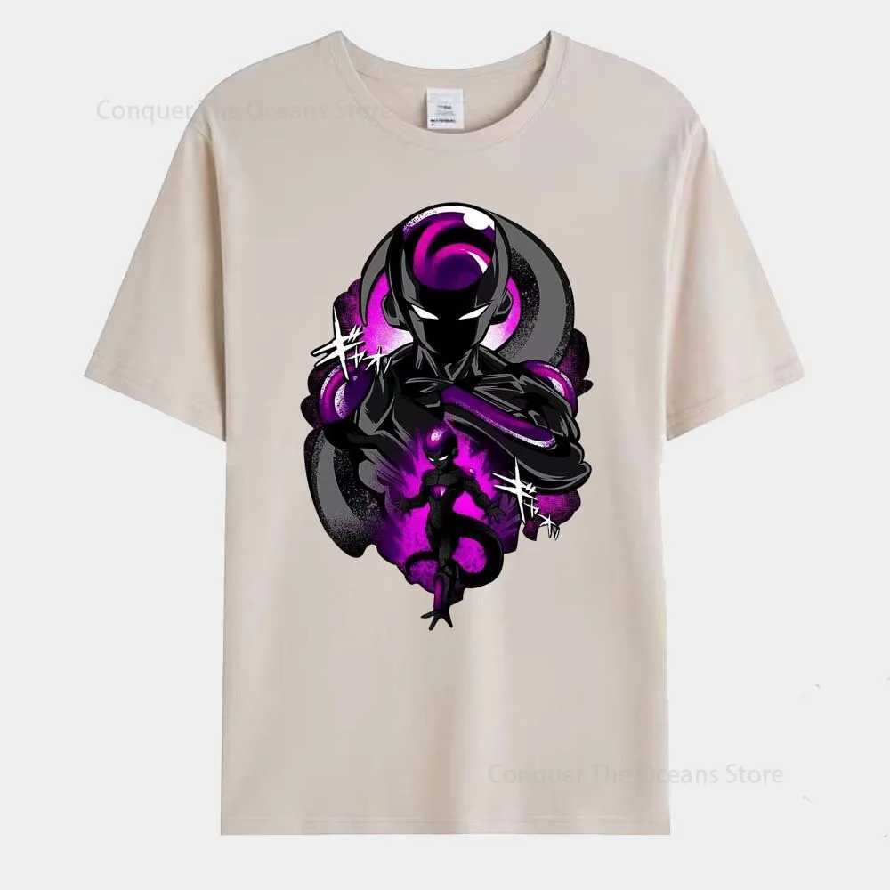 Camisetas masculinas de anime japonês frieza impressa de camiseta imprimida goku slves curtos slves cosplayt sherm sumum casual ts strtwear o-gola feminina tops t240506