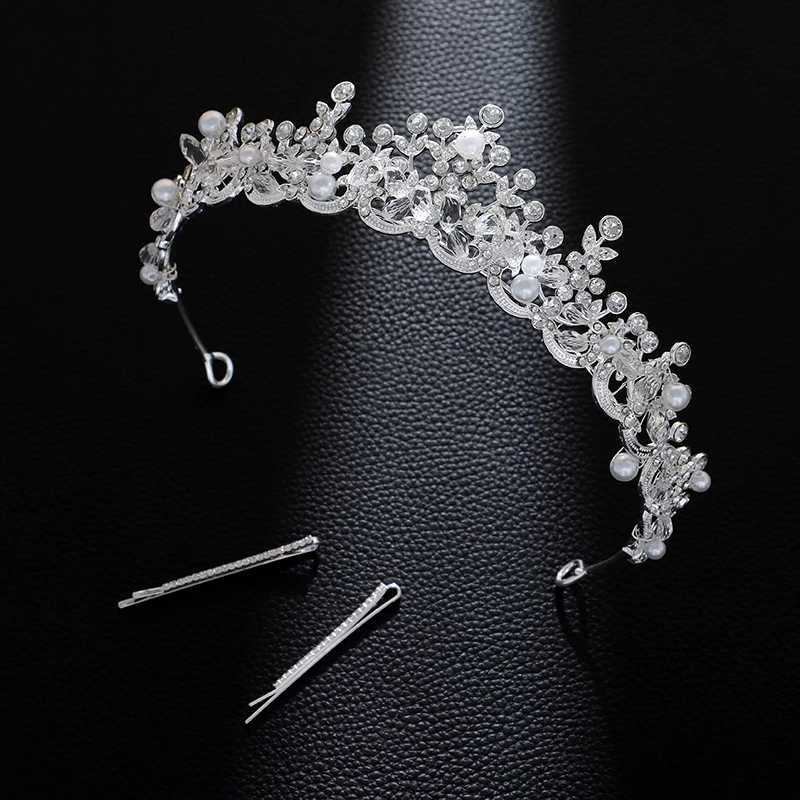 Gioielli capelli matrimoni ICAZO Bridal Wedding Simple imitazione Clip Crown Pearl Adatto copricapo feste festività