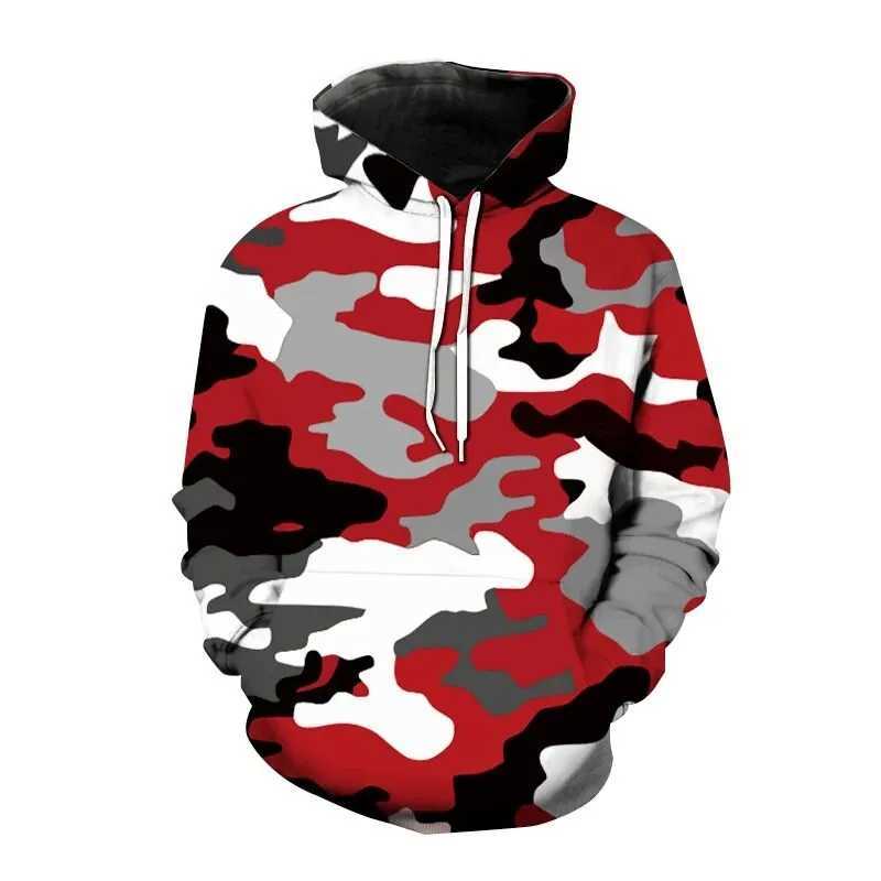 Herrtröjor tröjor 2023 ny camo hoodie 3d tryckt hooded tröja pullover mens mode hoodie harajuku street stil tröja q240506