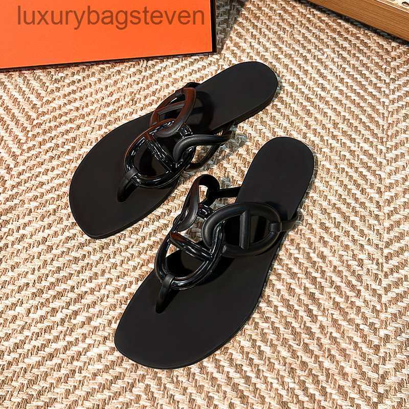 Fashion Original H Splippers Slippers Chaussures Jelly Chaussures Herringbone Beach Slippers Anti Slip Flat Fothed Casual Plastic Pig Nez H Slippers With 1: 1 Brand Logo