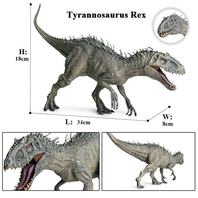 Outros brinquedos Oenux Novo 34x8x18cm Jurássico Indian Rex Ação Caráter de boca aberta Tyrannosaurus Dinosaur World Animal Model Animal Childrens Toyl240502