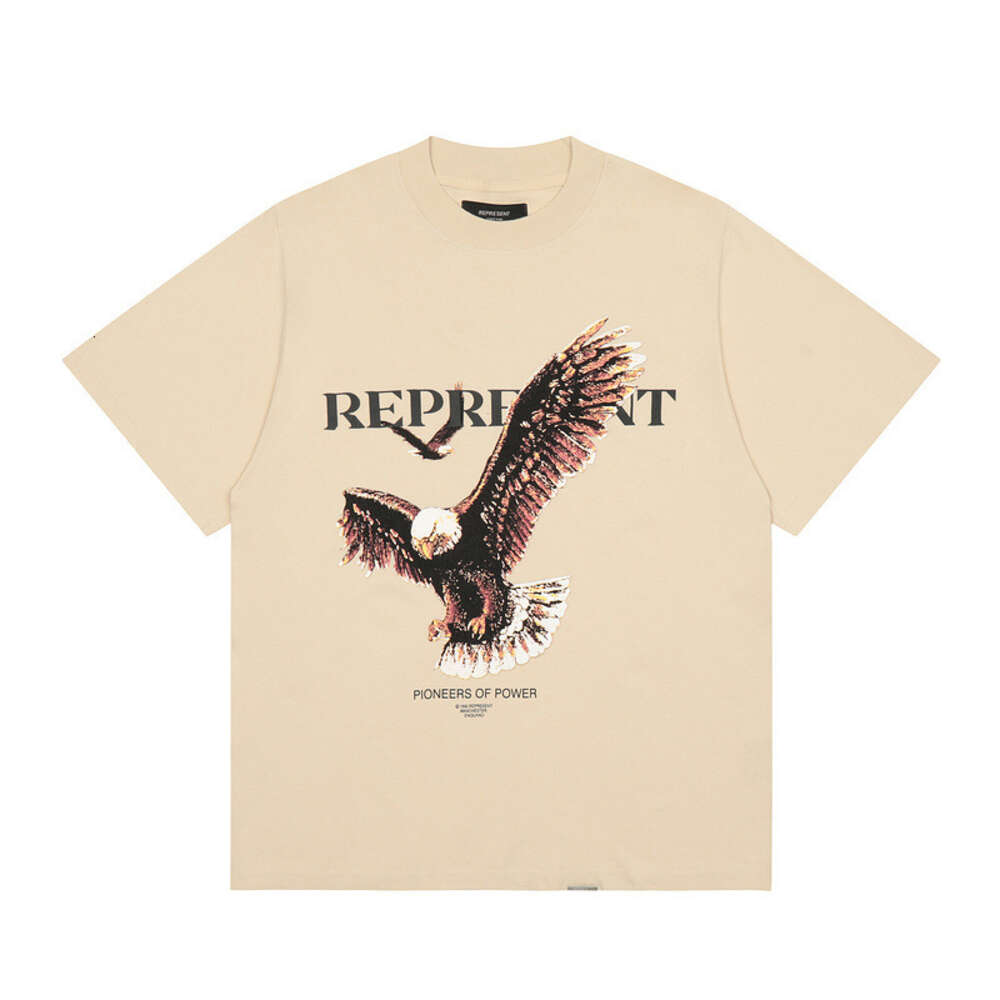 Representatieve vintage 22SS Eagle slogan gewassen oude zomerronde nek korte mouw t-shirt