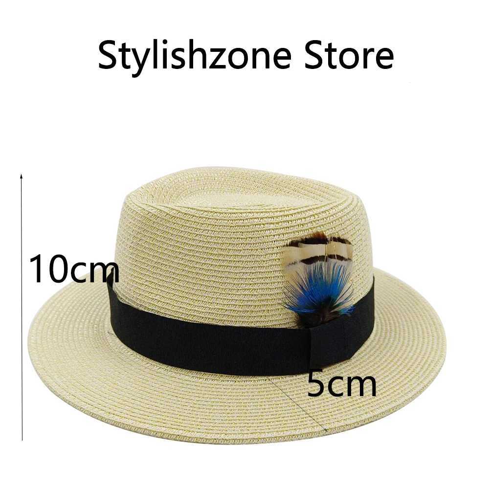 Nouveau chapeau de paille doux panaméen naturel adapté aux hommes Femmes d'été / hommes étroites Brown Beach Sun Hat UV Résistant Fedora Birthday Gift J240506