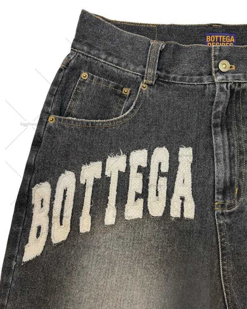 Jeans maschile jeans personalizzati europei e americani letterati y2k lettera ricamata pantaloni dritti marchio di moda shorts di denim casual menl2405