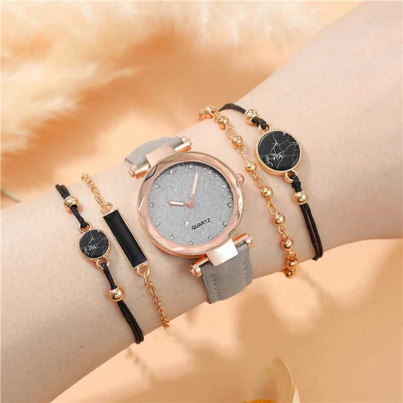 Montres féminines Kegllect Femmes Nouvelles mode étoiles Sky Diamond Diamant Strap Frosted Quartz ES Bracelet Set Pas de boîte