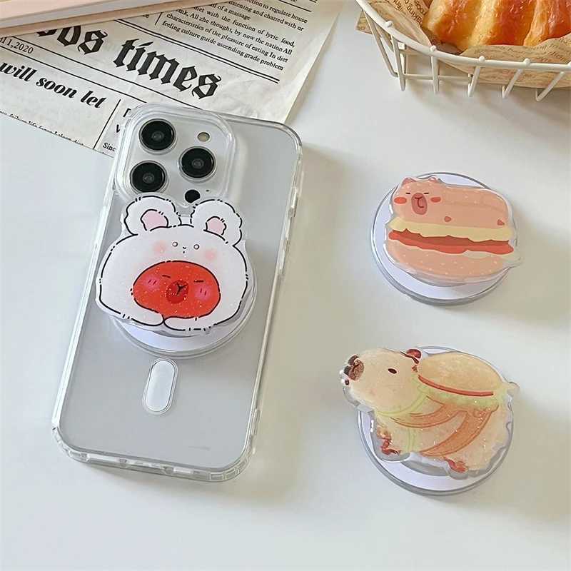 Сотовой связи держатели корейский милый мультипликационный кролик медведь магнитный держатель Grip Tok Griptok Поддержка поддержания для iPhone для Pad Magsafe Smart Tok