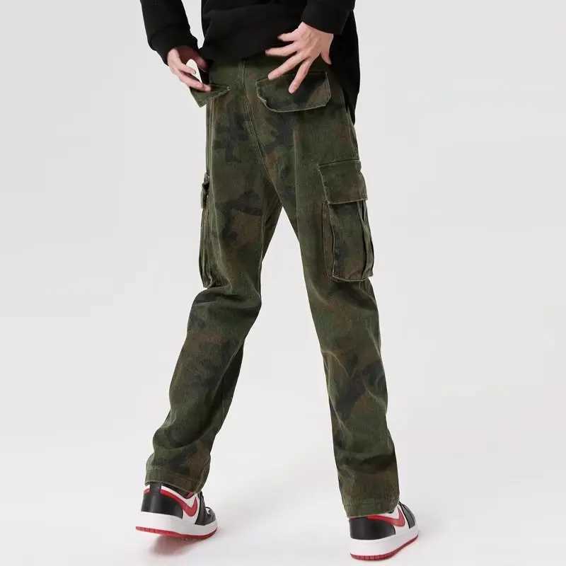 Мужские джинсы 2023 Vibe Style Letter Emlempore Emelcodery Camouflage Backgy Men Cargo Hars