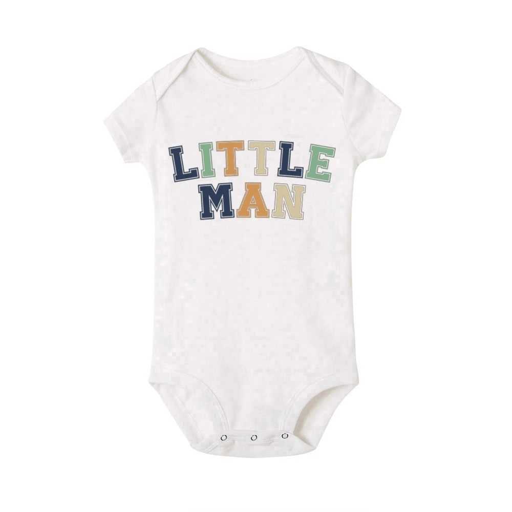 Familienübergreifende Outfits Mama Little Man Printed Family Matching Kleidung Mutter Sohn Kurzarm Outfit Shirt Fashion Mom Boy T-Shirt Tops Baby Bodsuit D240507