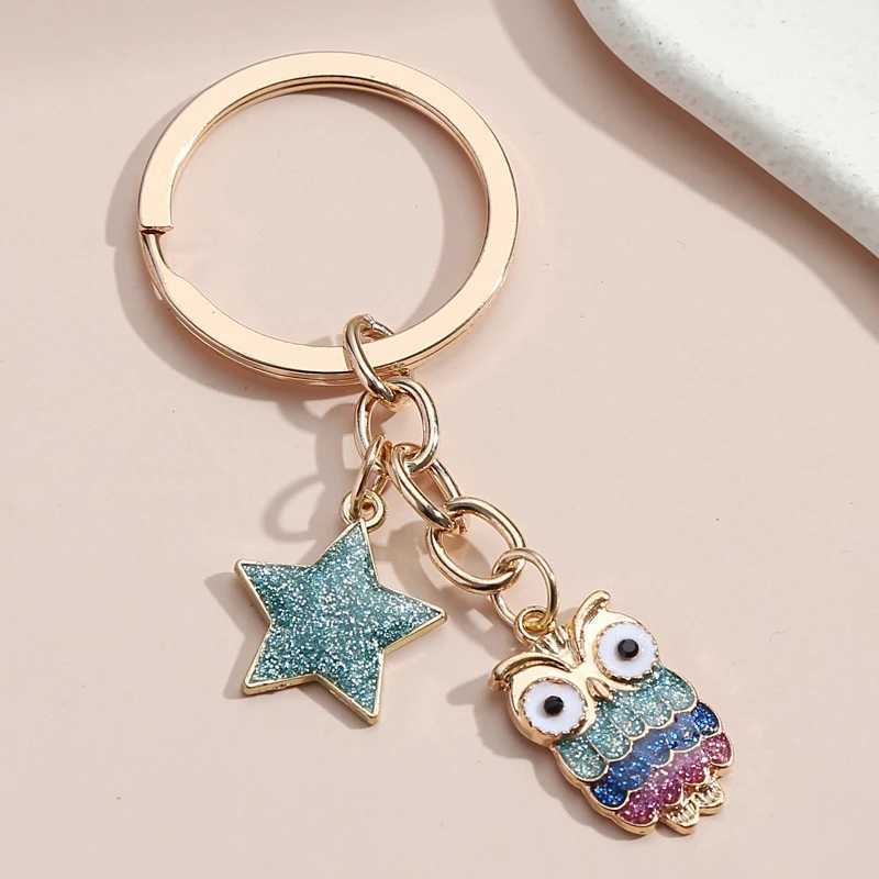 Keychains Lonyards mignon Keychain hibou étoile clés clés de la nuit de nuit chaines de clés cadeaux animaux pour femmes hommes sac à main accessoire clés de voiture