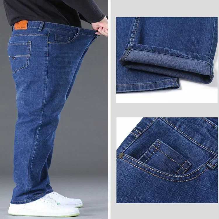 s jeans large-sized high stretch jeans suitable for overweight people 45-150kg jeans Hombre straight cut jeans Pantalon mens jeans J240507