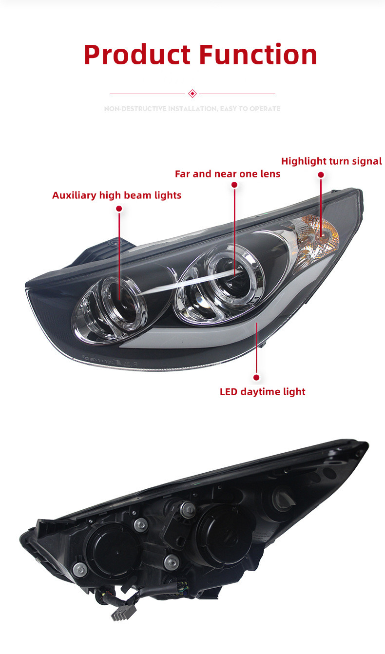 Lumières de voiture pour Hyundai IX35 2009-2012 Highlight Turn Signal Headlight Drl Daytime Light Front lampe de la lampe avant