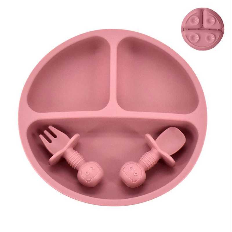 Tasses plats ustensiles 3p Baby Safety Aspiration tasse tasse de farine de farine avec couvercle Solide Childrens Repas Tray Aspiration Tup Tpup Table Pièce