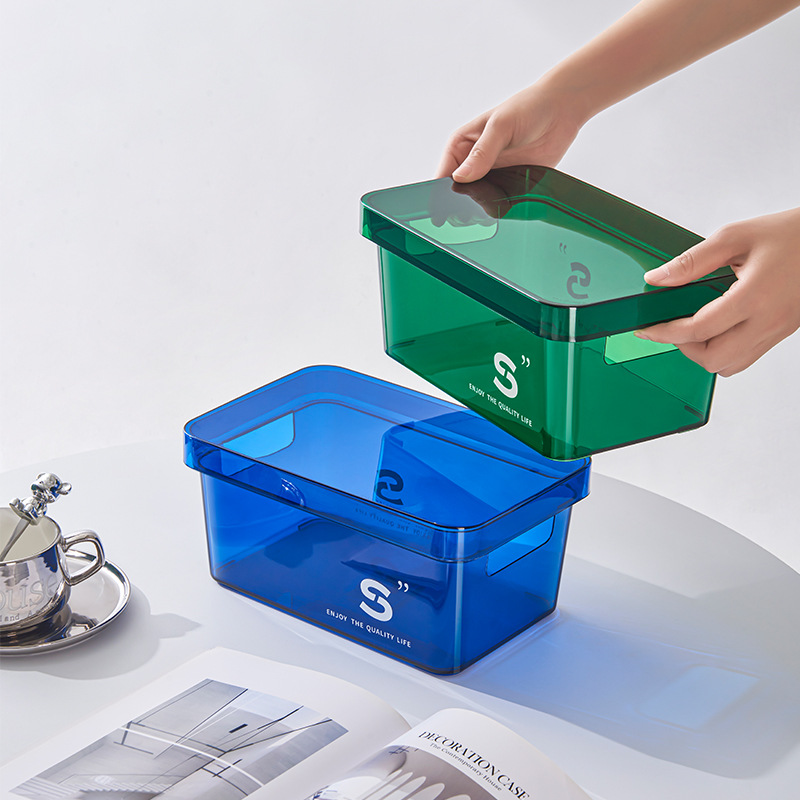 Boîte de rangement à main de poche en acrylique transparent avec couvercle, cosmétiques et articles divers panier de rangement épaissis de rangement de jouets LEGO