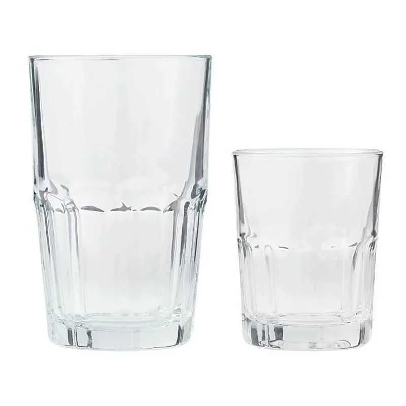 Tassen Geschirr Utensilien 16 -teiliges Trinkglas -Set 16 und 10 Unzen Felsbecher.Wassersaft Whisky und Cocktails.Geschirrspüler sind Safel2405