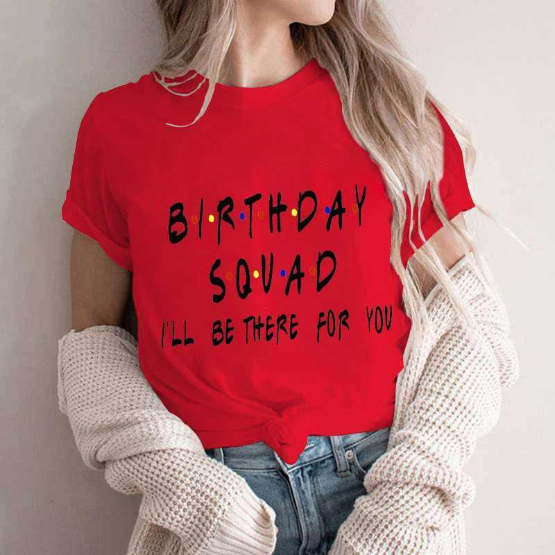 T-shirts pour hommes T-shirt de groupe d'anniversaire T-shirt Joyeux anniversaire Squad Party Tops for Girl Ts Fashion Letter Tops Y2K Graphic Women Vêtements T240506
