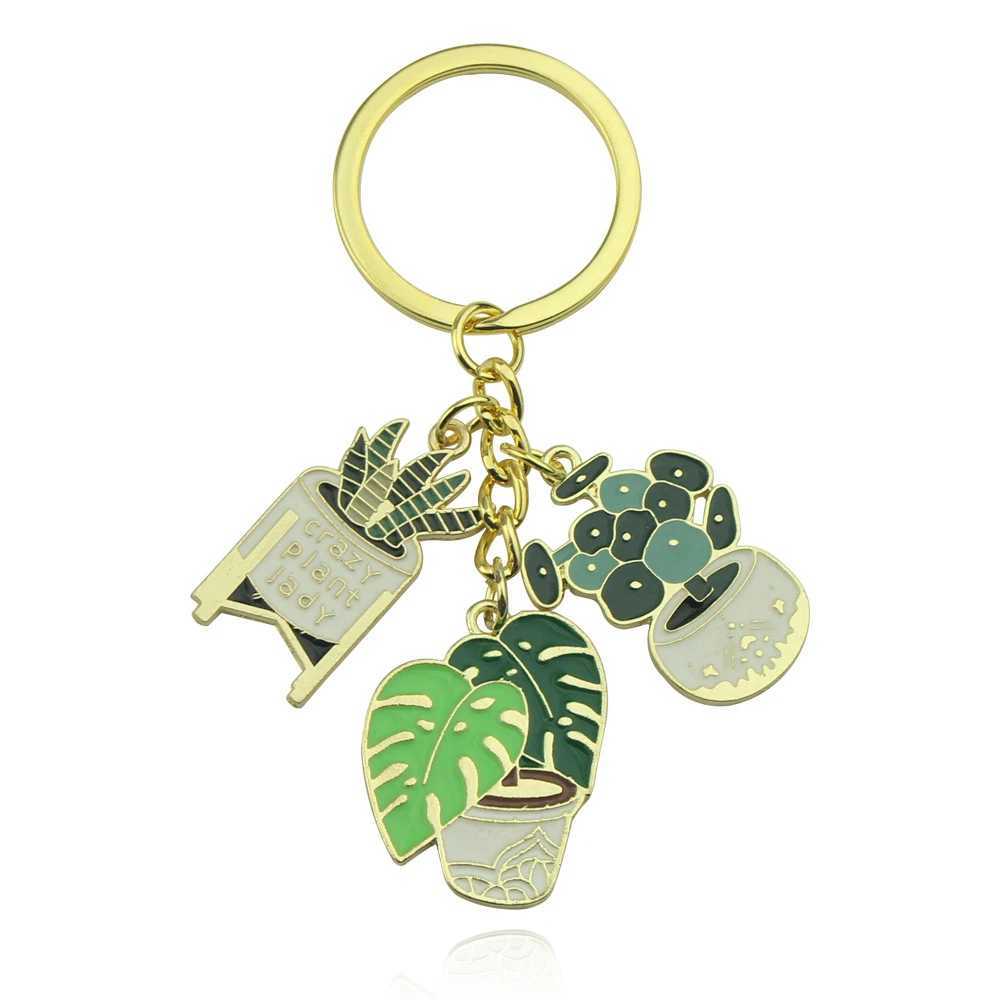 Keychains Lonyards Lady Potted Verte Plant Car Keychain Succulent Keyring Sac Pendentif Papier créatif Postting Keyring For Women Friends Gift