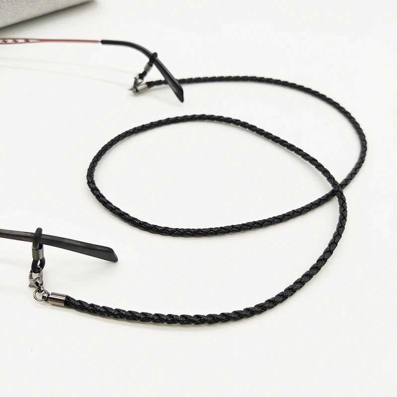 Eyeglasses chains Color Pu Leather String Eyeglasses Chain Cord Lanyard Child Students Mask Hanging Rope Sile Loop Sunglasses Chain