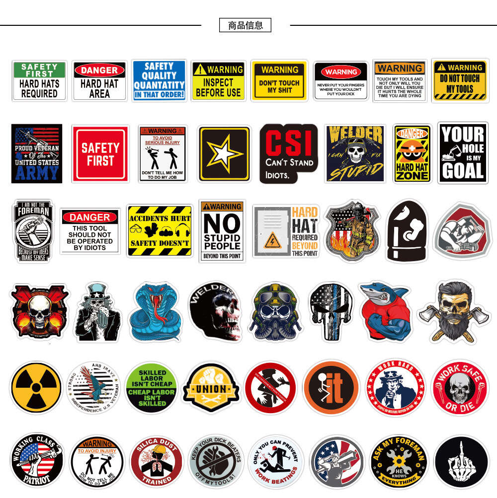 100 Sécurité à outils Casque Soudage Construction Alliance Comical Stickers