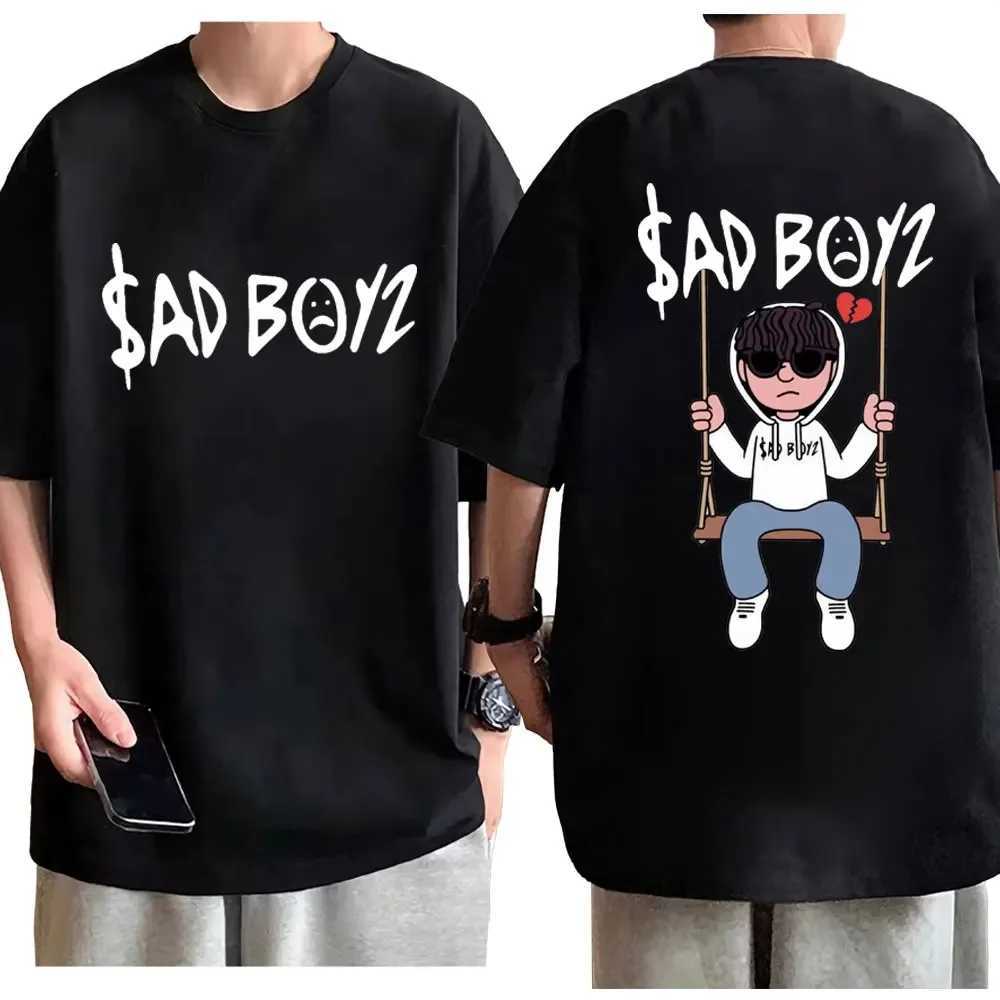 Camisetas masculinas cantor júnior h sad boyz 4 vida gráfico t camisetas homens homens high strt moda the-shert de verão casual camisetas de algodão solto t240506