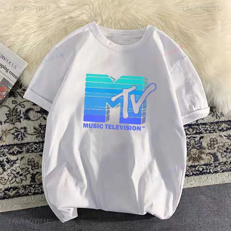 Kadın T-Shirt Kadın Giyim Retro Pamuk Gömlek Retro Rock Hip-Hop Desen Yaz Nötr Sıradan Gömlek MTV Müzik Yükseklik Grafik Gömlek2405
