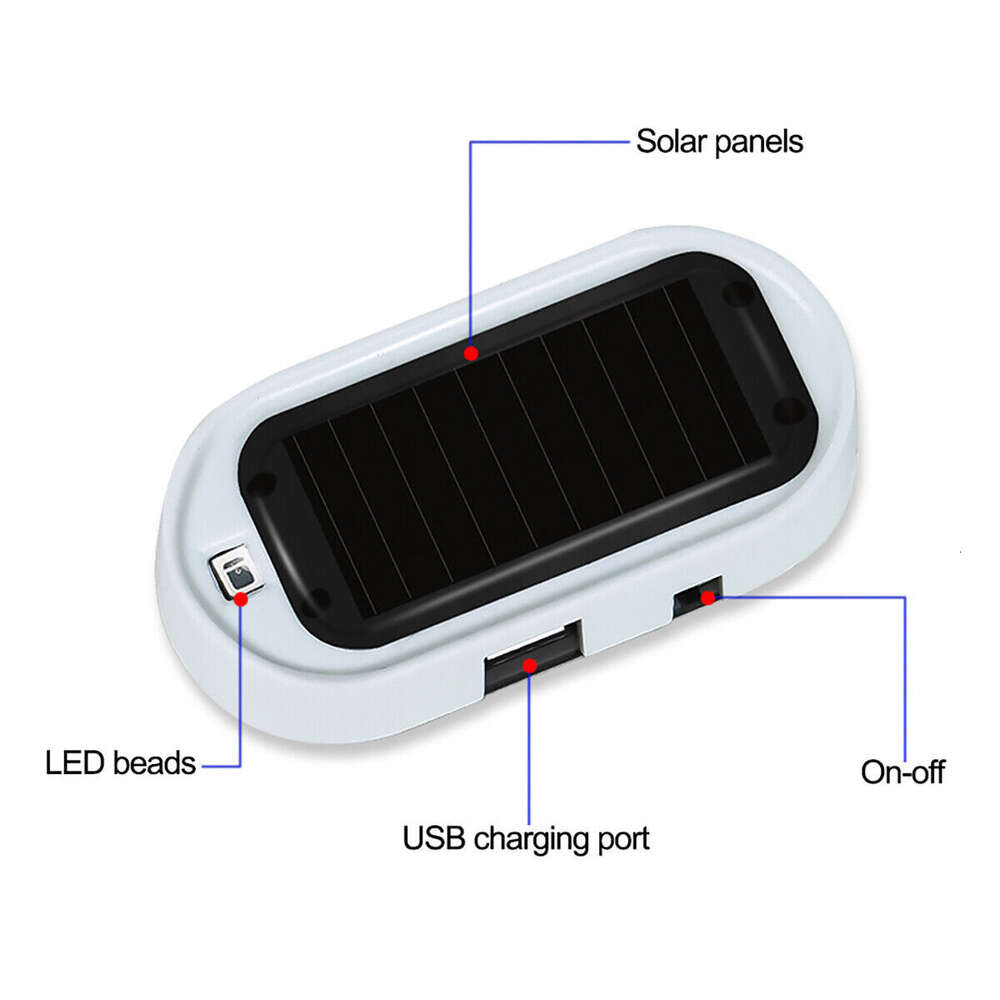 Nieuwe auto Solar Simulation Anti-diefstal WAARSCHUWING LICHT Universele Auto nep LED Solar aangedreven imitatie flitsende voorzichtigheidlamp