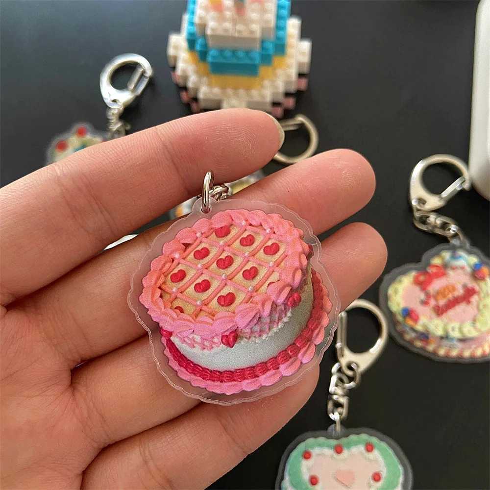 Клавки Lanyards Vintage Heart Акриловый торт на день рождения торт Cute Sweet Dessert Pender Keyring